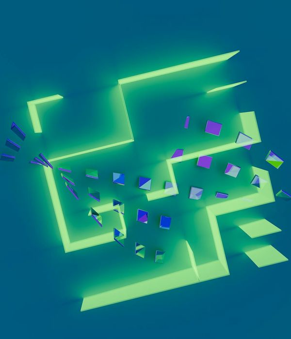 Abstract glowing geometric shapes representing digital balance